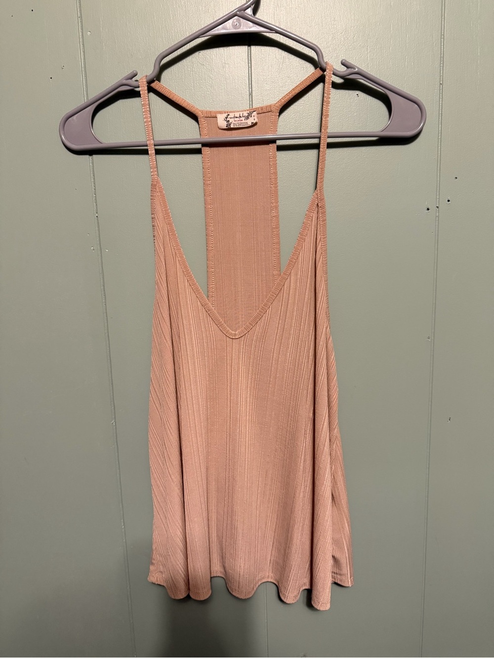 Free People Ribbed V-Neck Racerback Camisole - Mauve